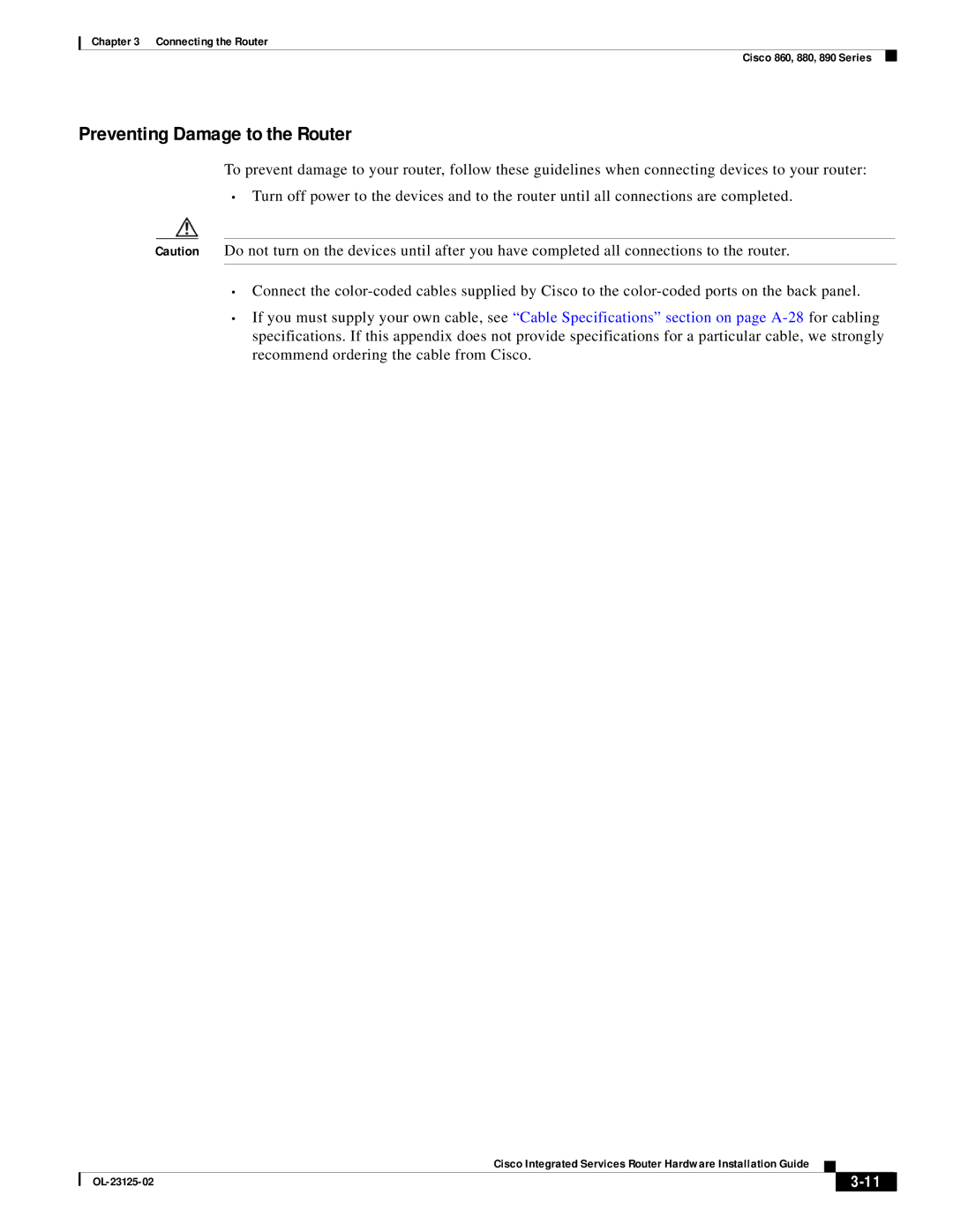 Cisco Systems OL-27407-01 manual Preventing Damage to the Router 