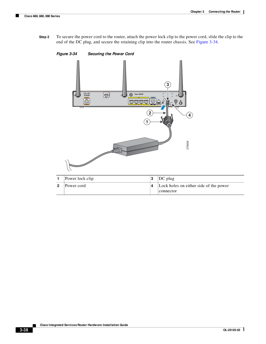 Cisco Systems OL-27407-01 manual Securing the Power Cord 