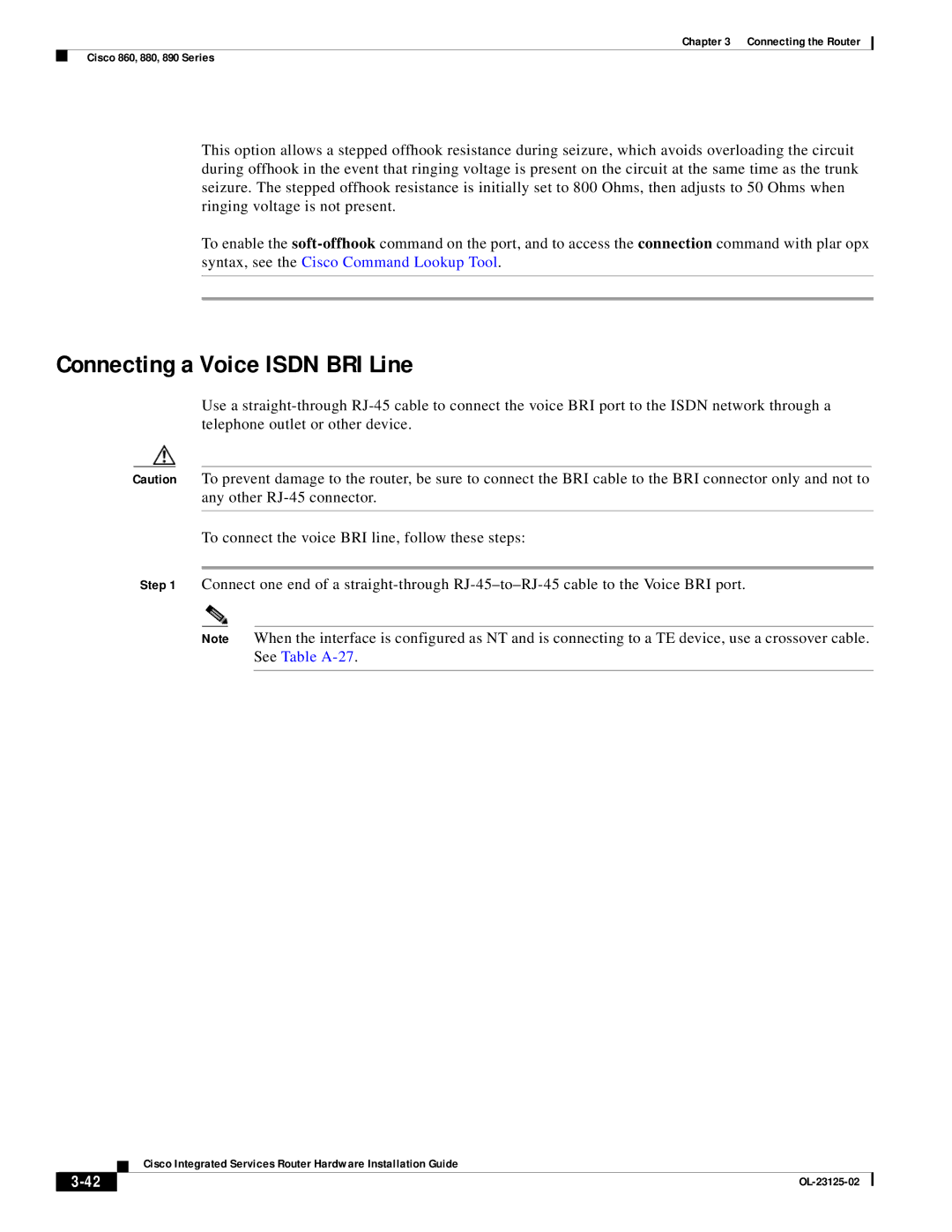 Cisco Systems OL-27407-01 manual Connecting a Voice Isdn BRI Line 