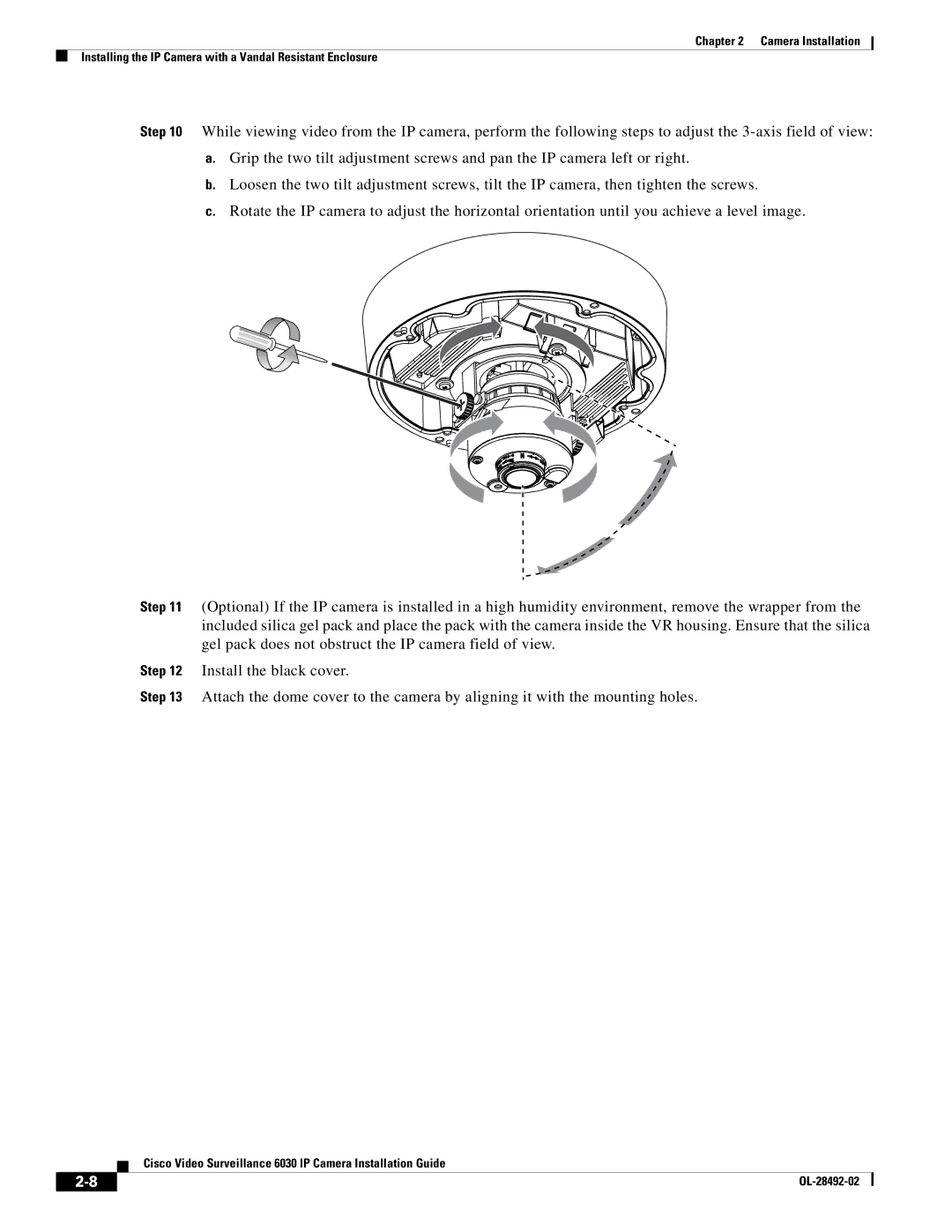 Cisco Systems OL-28492-02 manual Cisco Video Surveillance 6030 IP Camera Installation Guide 