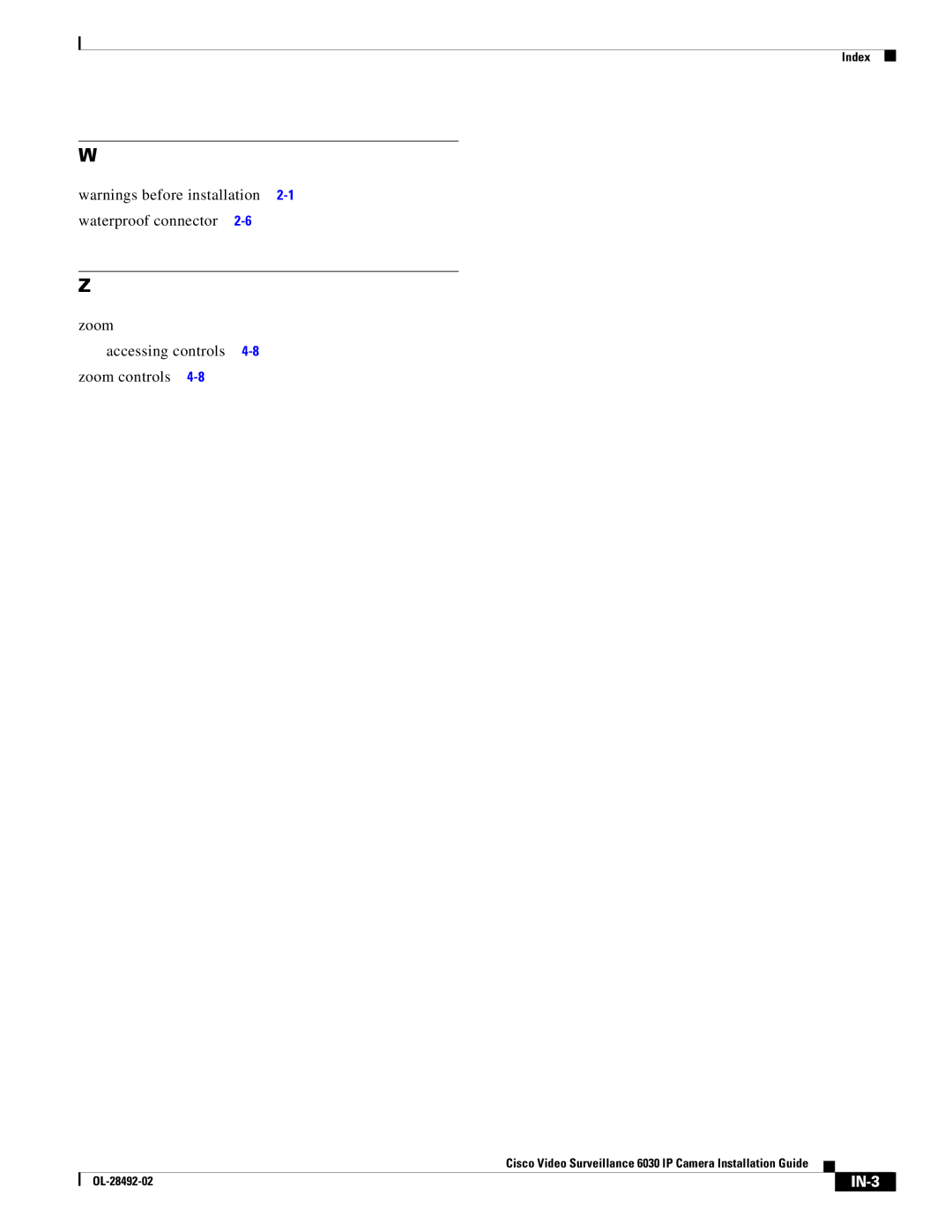 Cisco Systems OL-28492-02 manual IN-3 