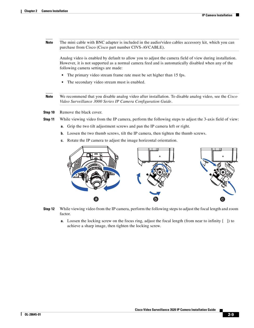 Cisco Systems OL-28645-01 manual Camera Installation IP Camera Installation 