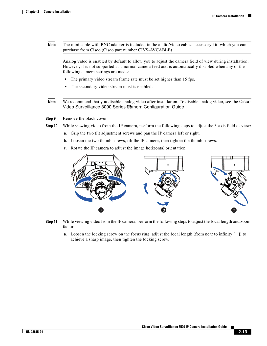 Cisco Systems OL-28645-01 manual Camera Installation IP Camera Installation 