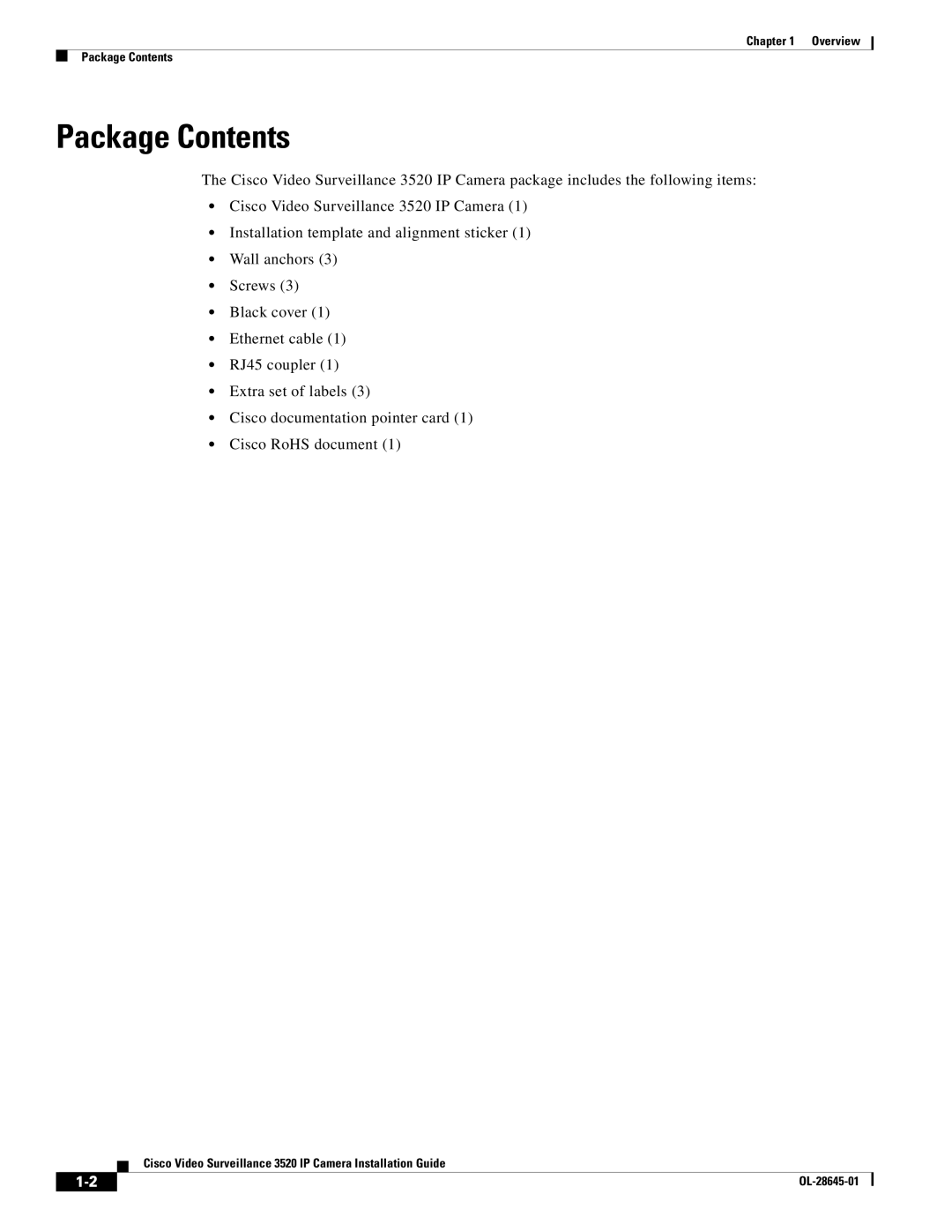 Cisco Systems OL-28645-01 manual Package Contents 