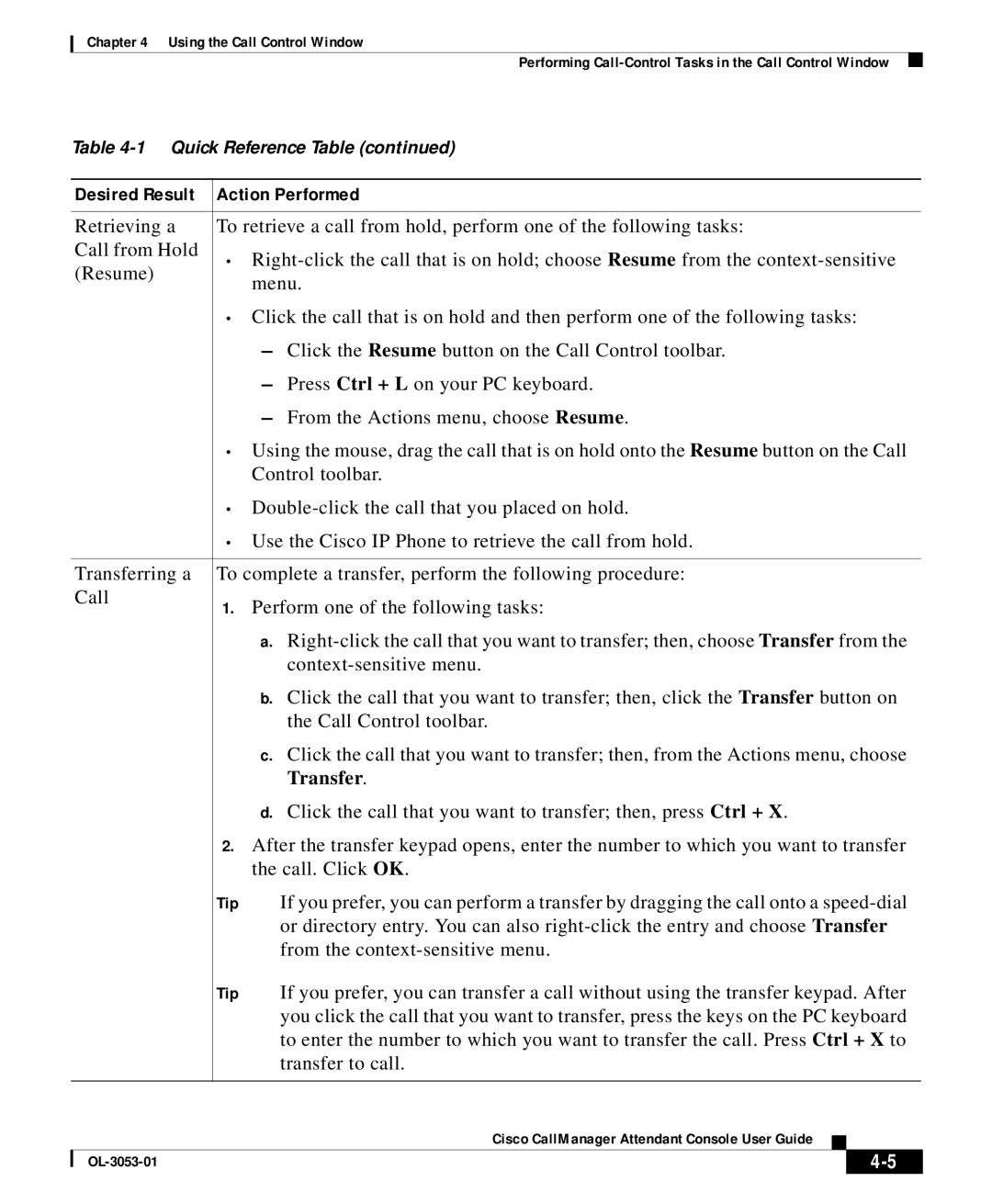 Cisco Systems OL-3053-01 manual Transfer 