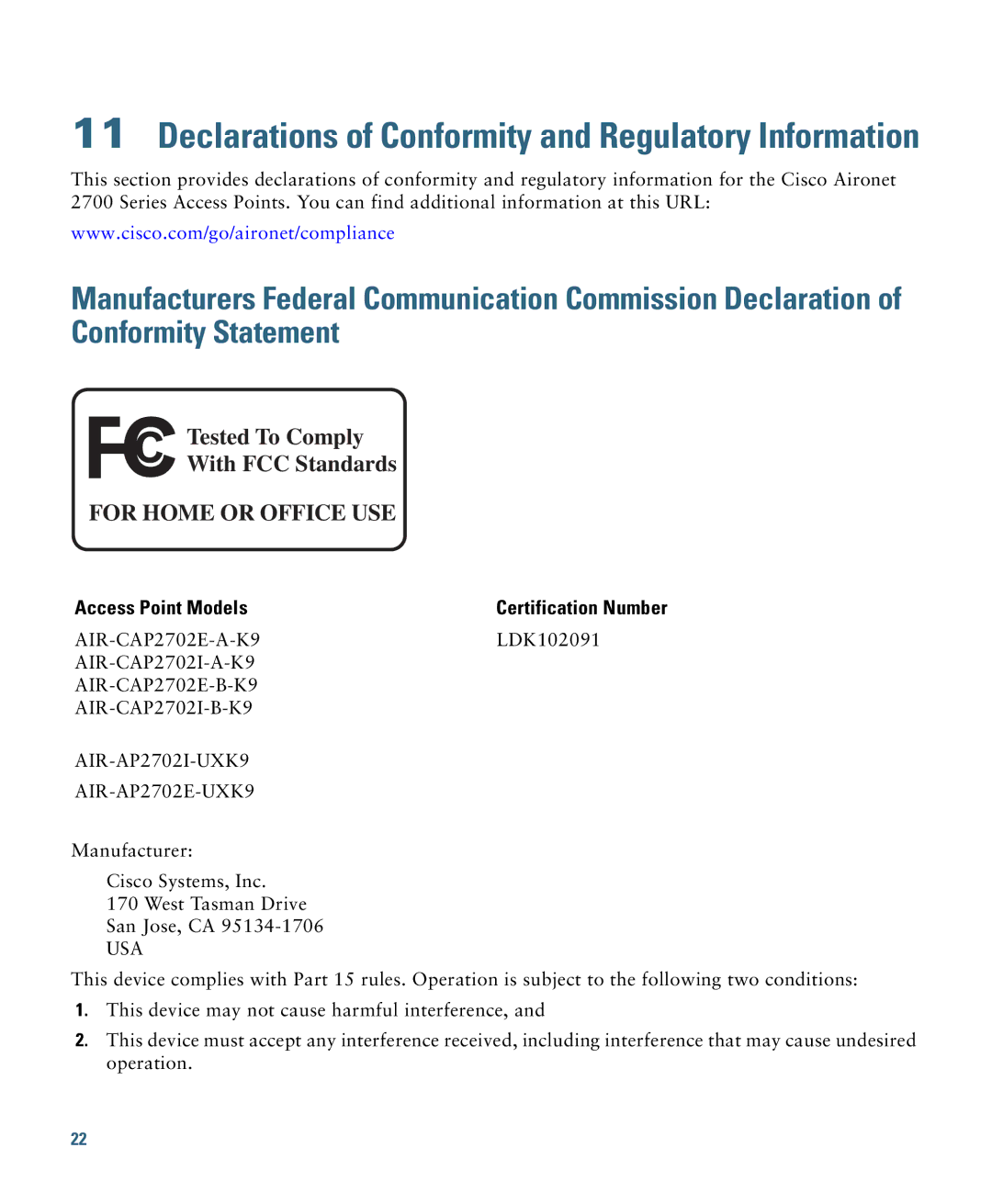 Cisco Systems OL-31386-01 specifications Declarations of Conformity and Regulatory Information, For Home or Office USE 