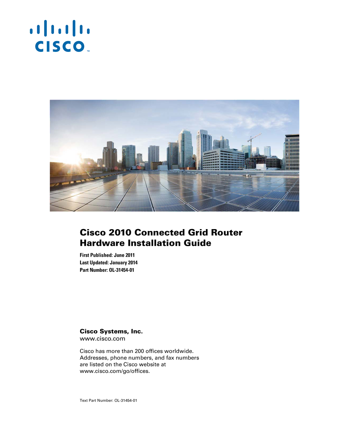 Cisco Systems OL-31454-01 manual Cisco 2010 Connected Grid Router Hardware Installation Guide 