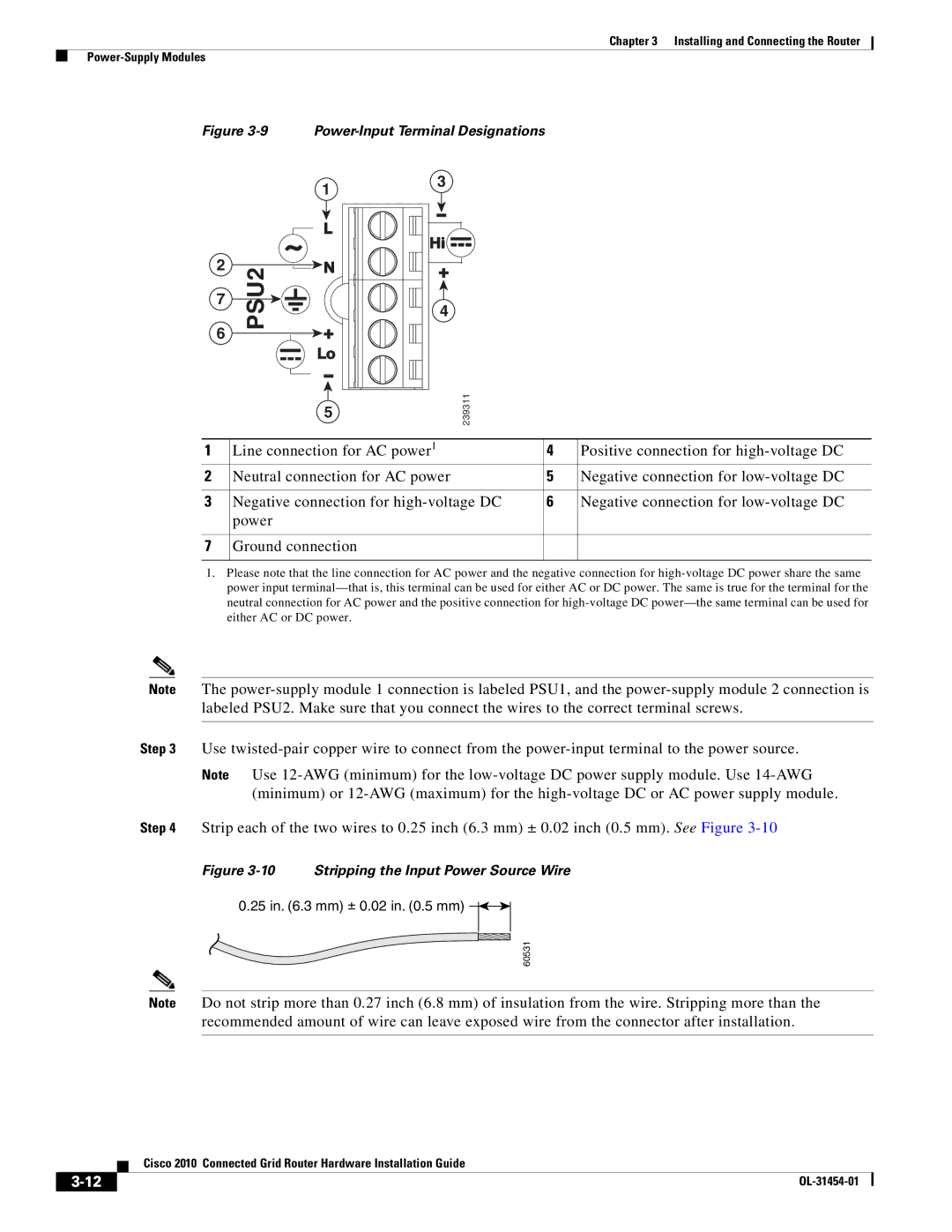 Cisco Systems OL-31454-01 manual Stripping the Input Power Source Wire 