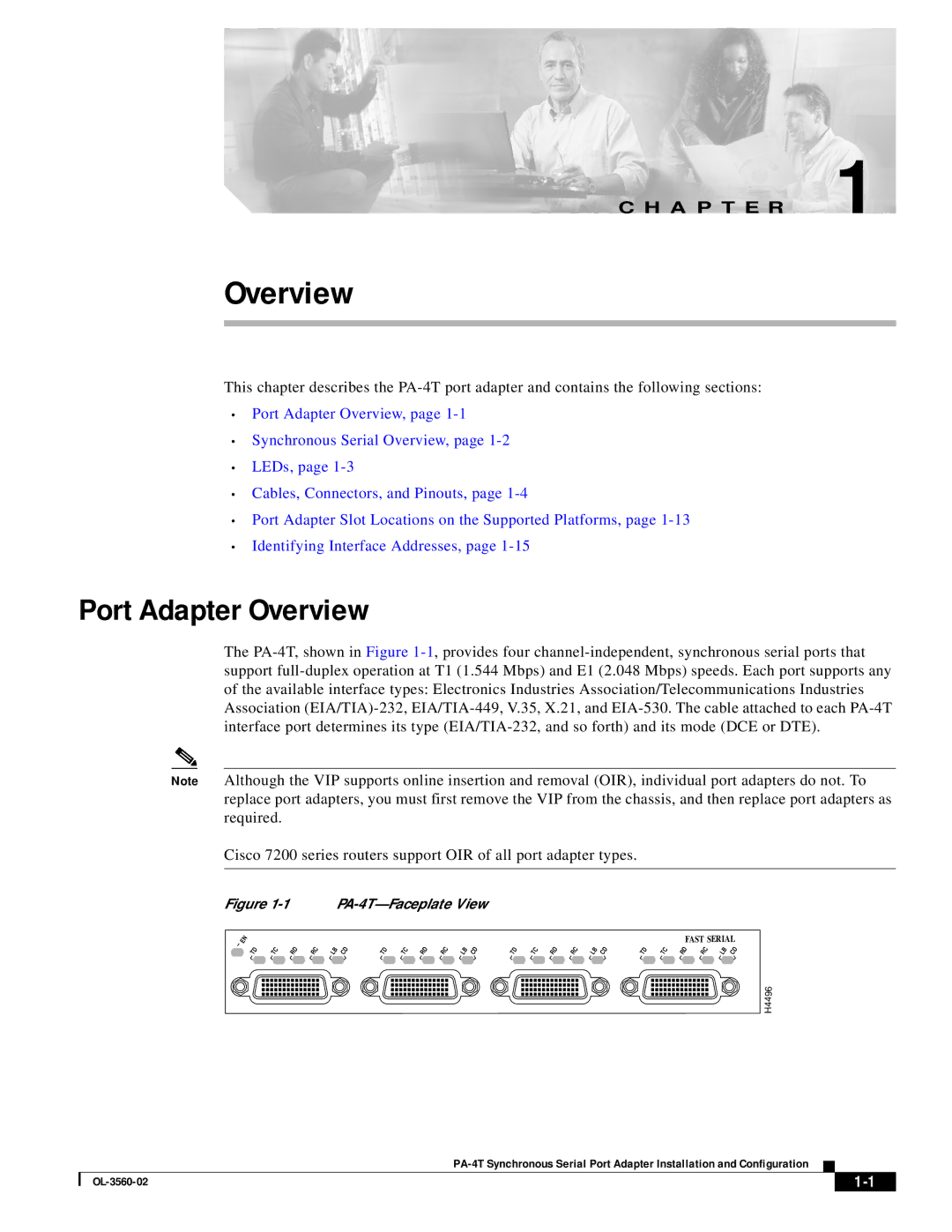 Cisco Systems OL-3560-02 manual Port Adapter Overview 