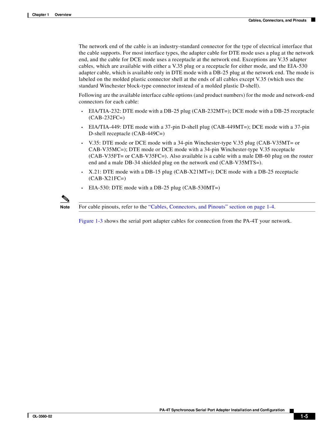 Cisco Systems OL-3560-02 manual Overview Cables, Connectors, and Pinouts 