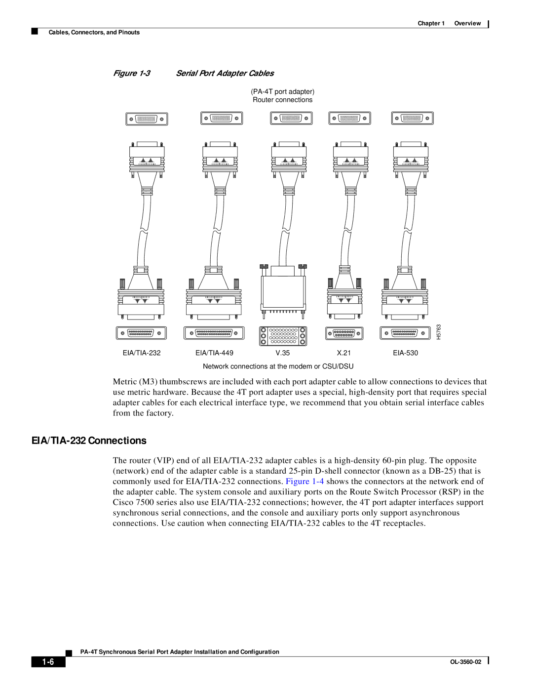 Cisco Systems OL-3560-02 manual EIA/TIA-232 Connections 