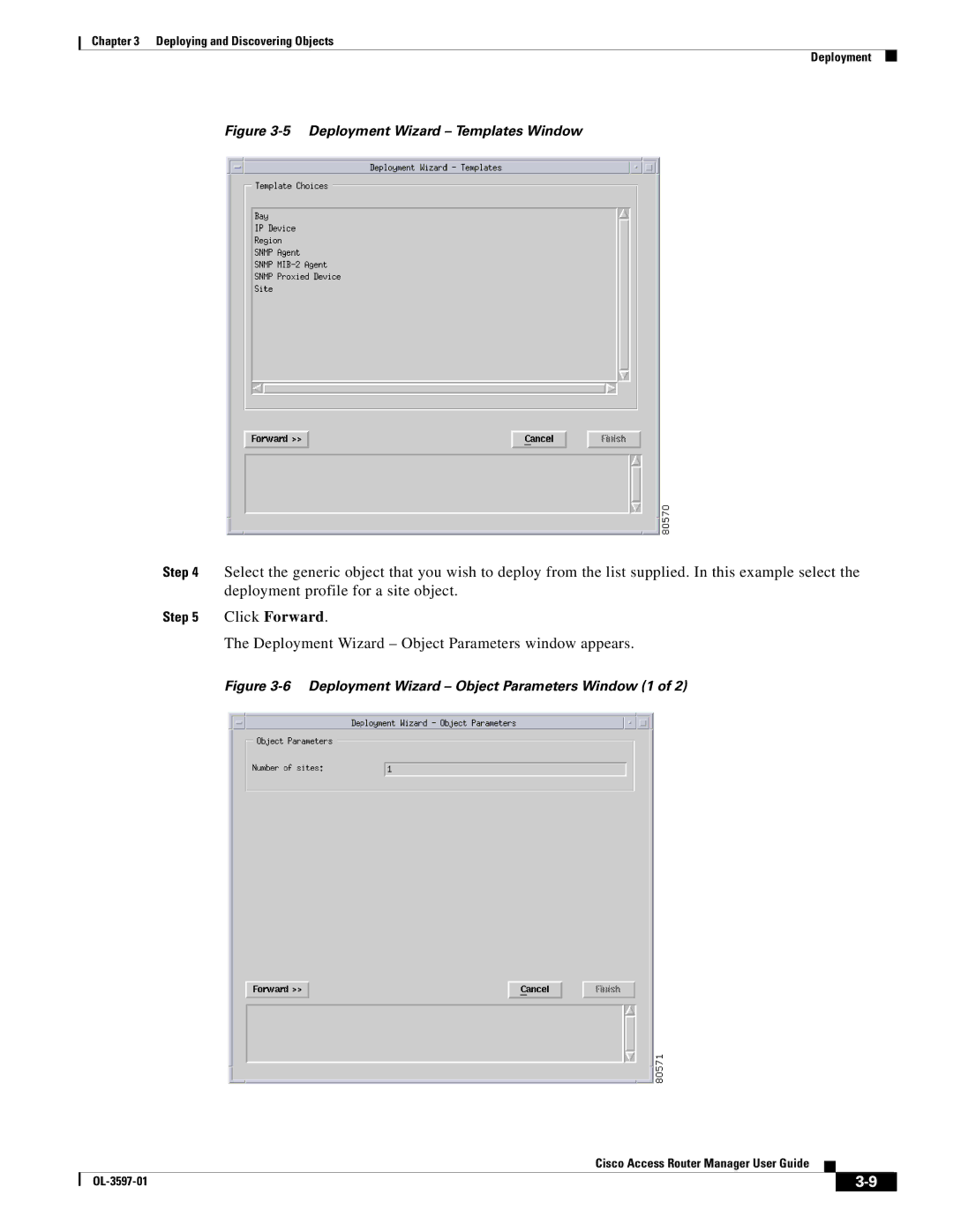 Cisco Systems OL-3597-01 manual Deployment Wizard Object Parameters window appears 