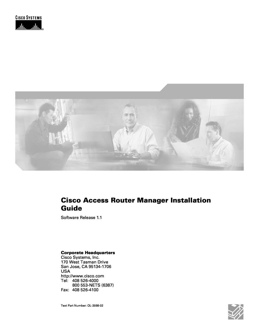 Cisco Systems OL-3598-02 manual Corporate Headquarters, Cisco Access Router Manager Installation Guide, Software Release 