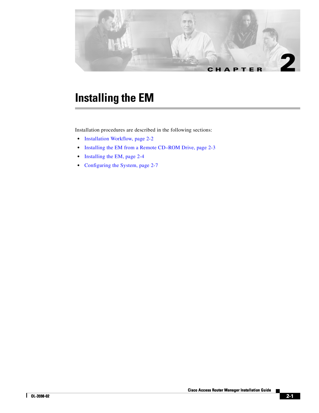 Cisco Systems OL-3598-02 manual Installing the EM, Installation Workflow, page, C H A P T E R 