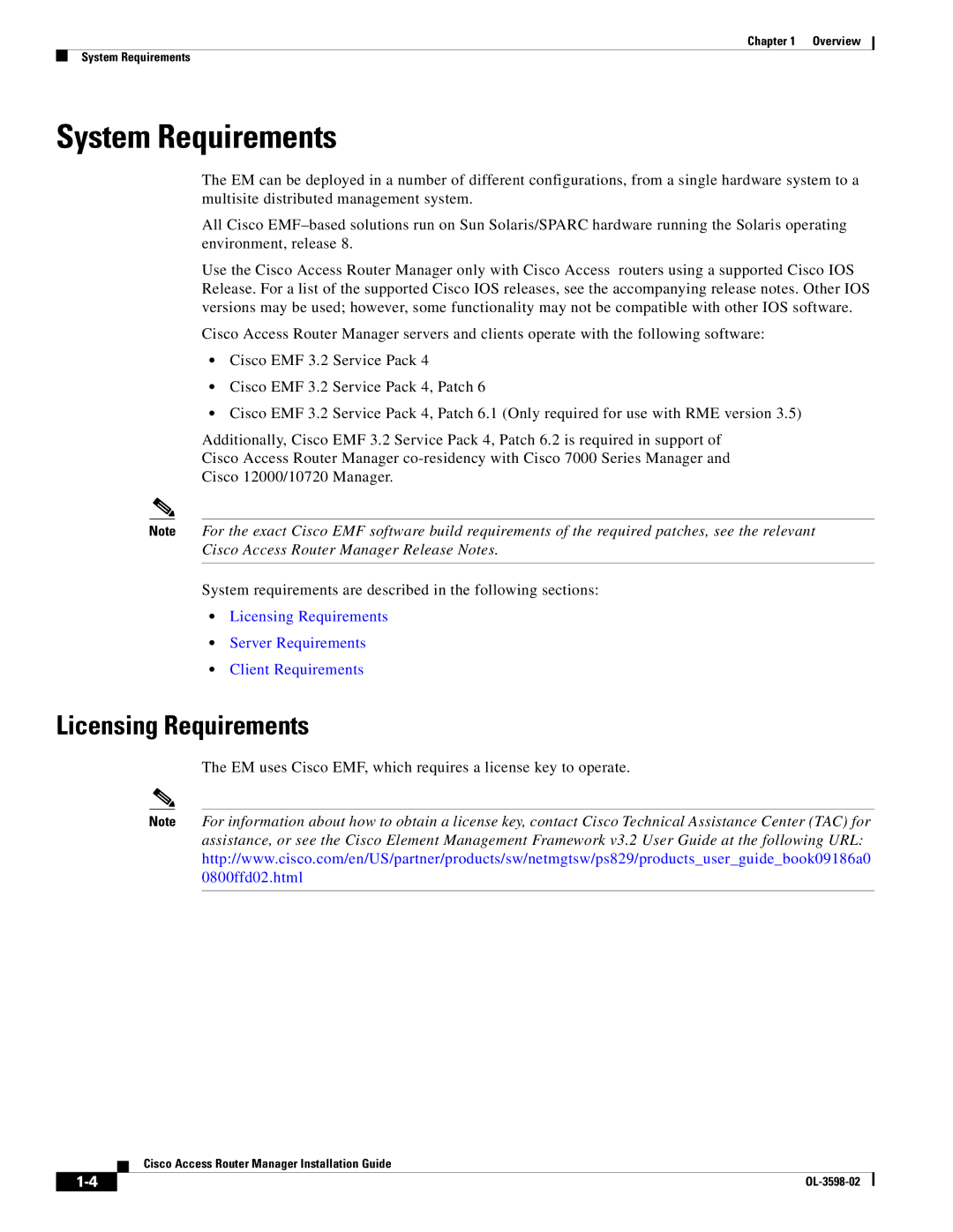 Cisco Systems OL-3598-02 manual System Requirements, Licensing Requirements 