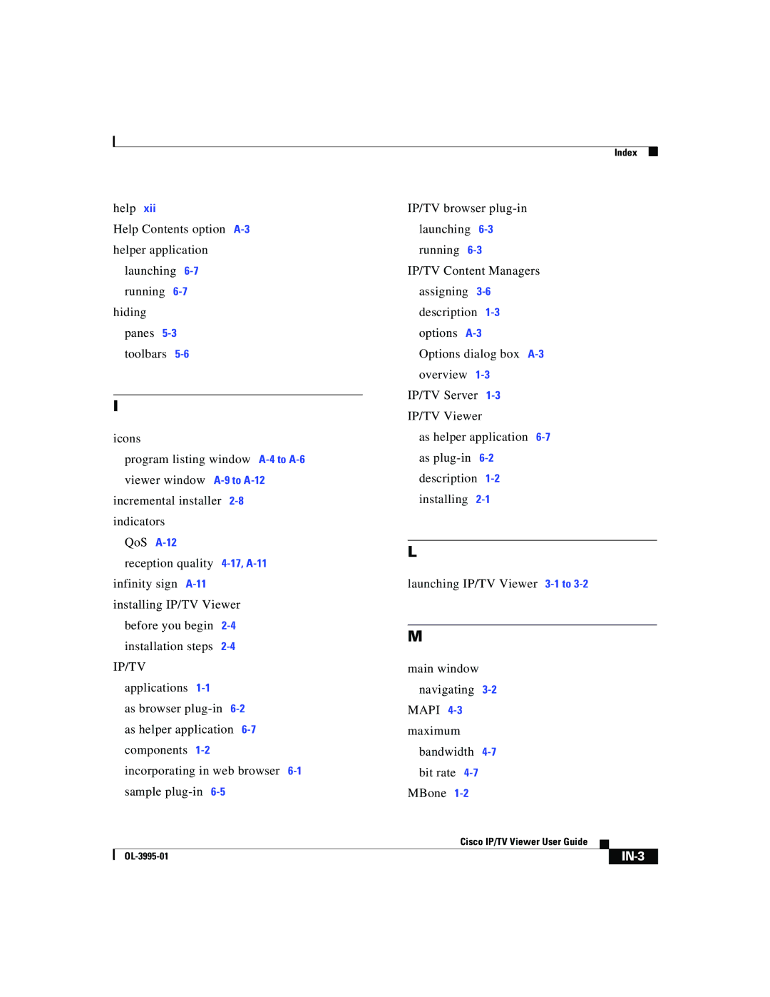 Cisco Systems OL-3995-01 manual IN-3 