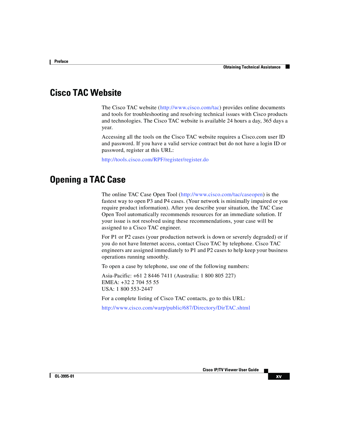 Cisco Systems OL-3995-01 manual Cisco TAC Website Opening a TAC Case 