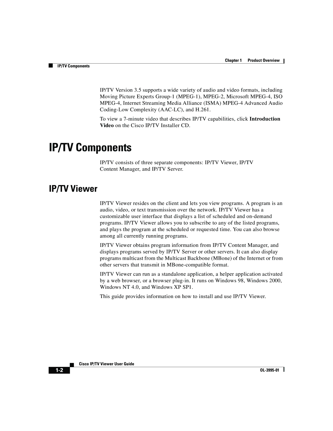 Cisco Systems OL-3995-01 manual IP/TV Components, IP/TV Viewer 