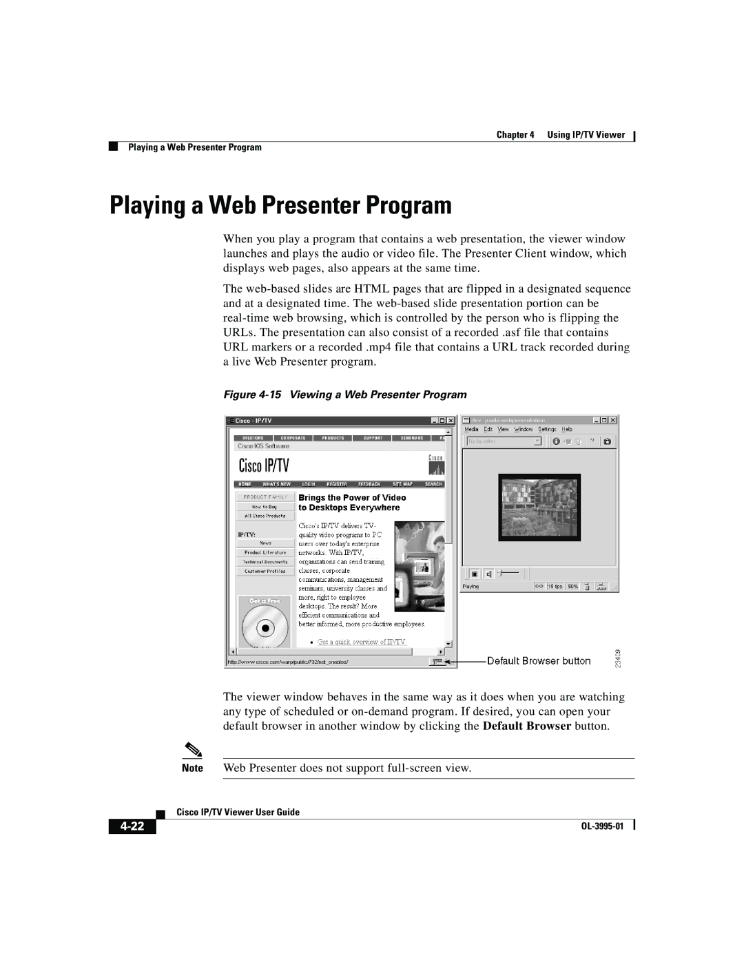 Cisco Systems OL-3995-01 manual Playing a Web Presenter Program, Viewing a Web Presenter Program 