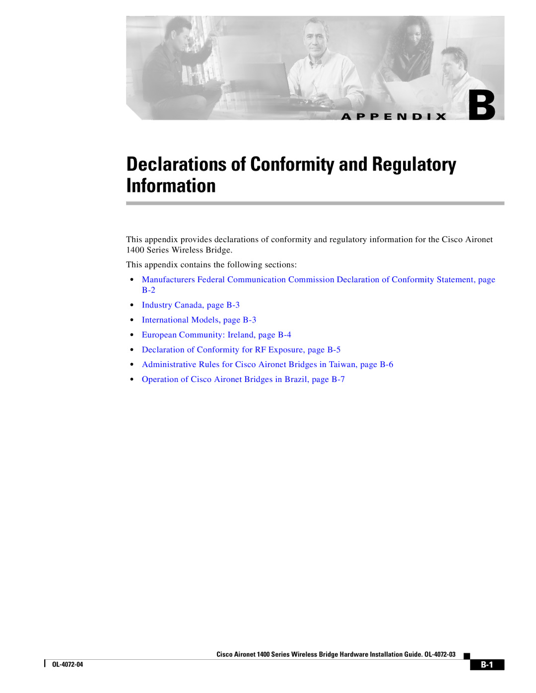 Cisco Systems OL-4072-04 appendix Declarations of Conformity and Regulatory Information 