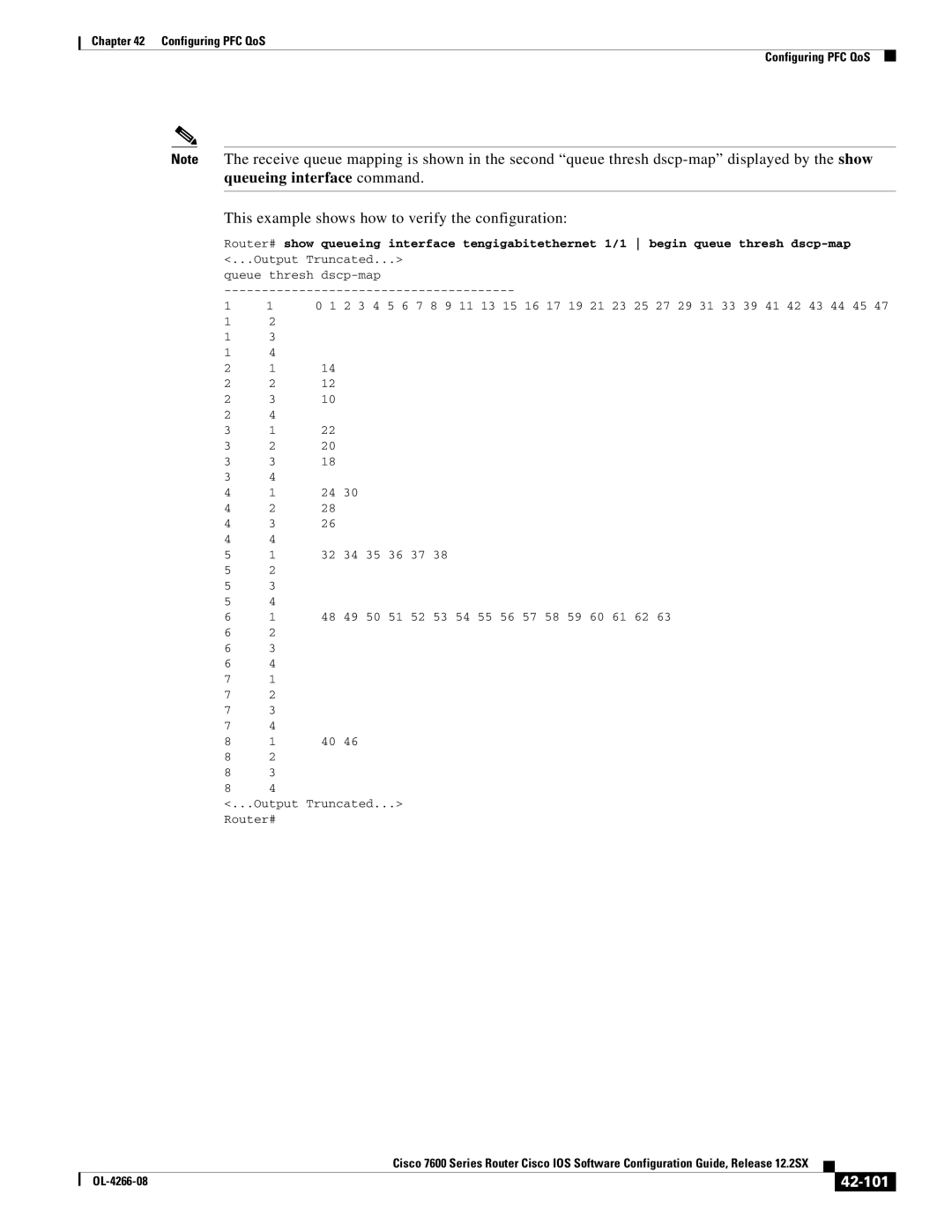 Cisco Systems OL-4266-08 manual Queueing interface command, 42-101 