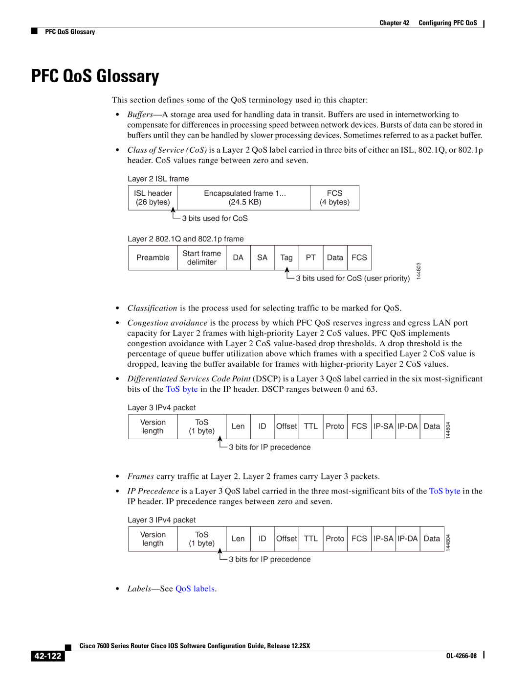 Cisco Systems OL-4266-08 manual PFC QoS Glossary, 42-122 