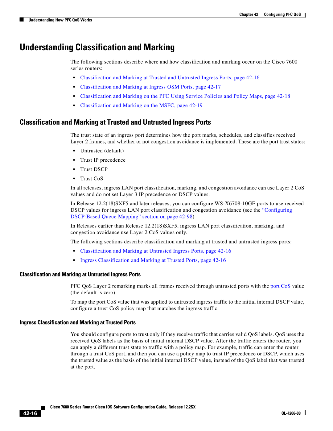 Cisco Systems OL-4266-08 Understanding Classification and Marking, Classification and Marking at Untrusted Ingress Ports 