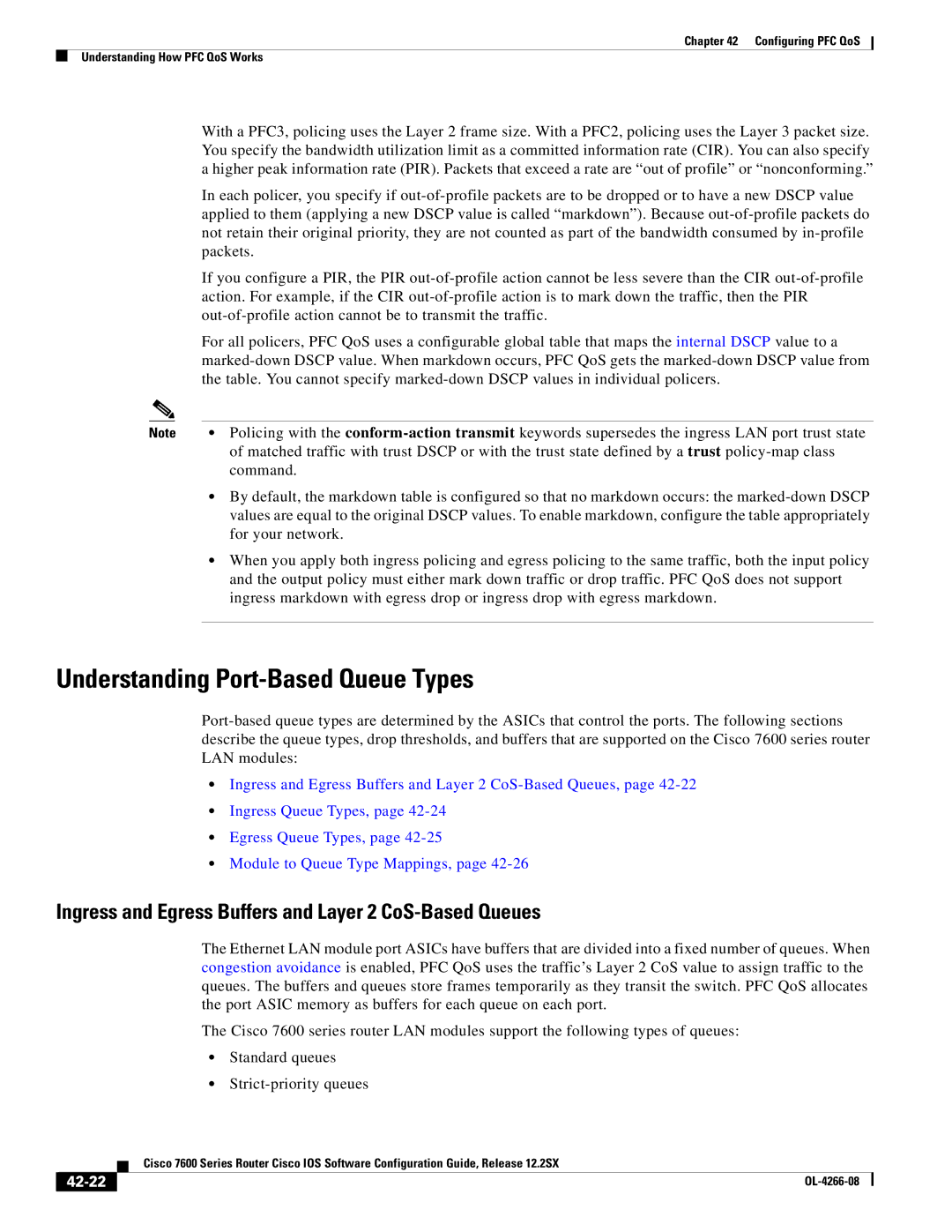 Cisco Systems OL-4266-08 Understanding Port-Based Queue Types, Ingress and Egress Buffers and Layer 2 CoS-Based Queues 