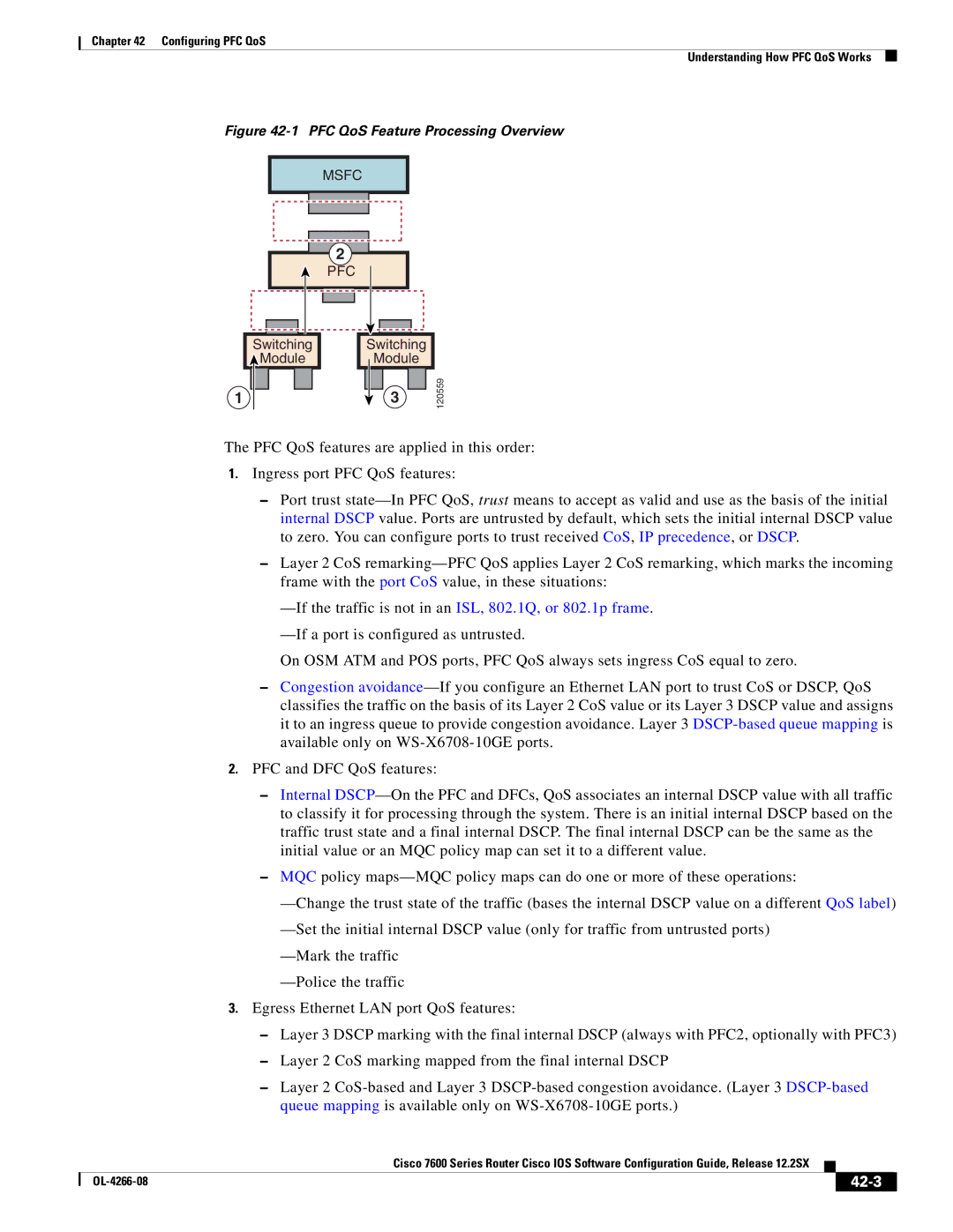 Cisco Systems OL-4266-08 manual 42-3, PFC QoS Feature Processing Overview 