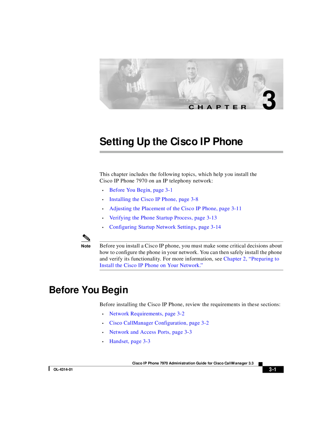 Cisco Systems OL-4314-01 manual Setting Up the Cisco IP Phone, Before You Begin 