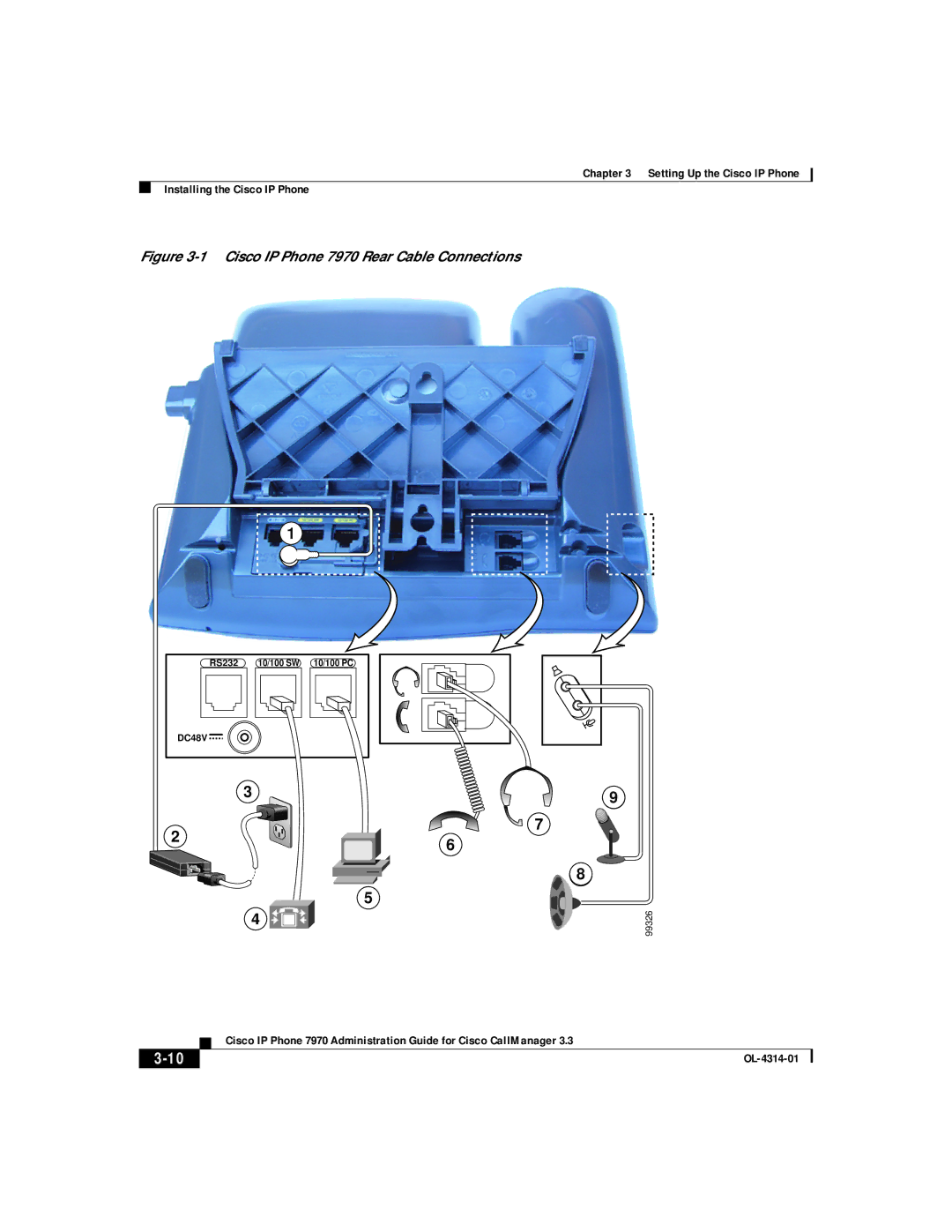 Cisco Systems OL-4314-01 manual Cisco IP Phone 7970 Rear Cable Connections 