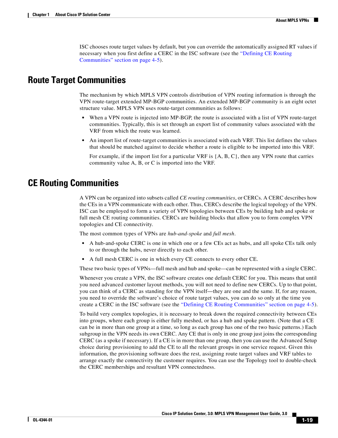 Cisco Systems OL-4344-01 manual Route Target Communities, CE Routing Communities 