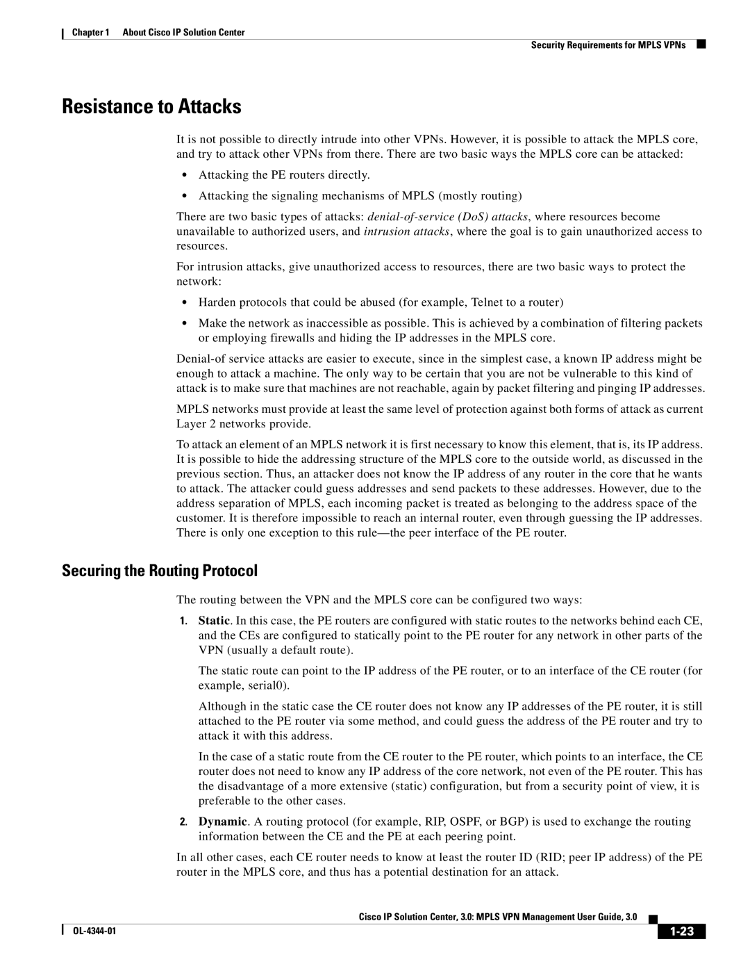 Cisco Systems OL-4344-01 manual Resistance to Attacks, Securing the Routing Protocol 