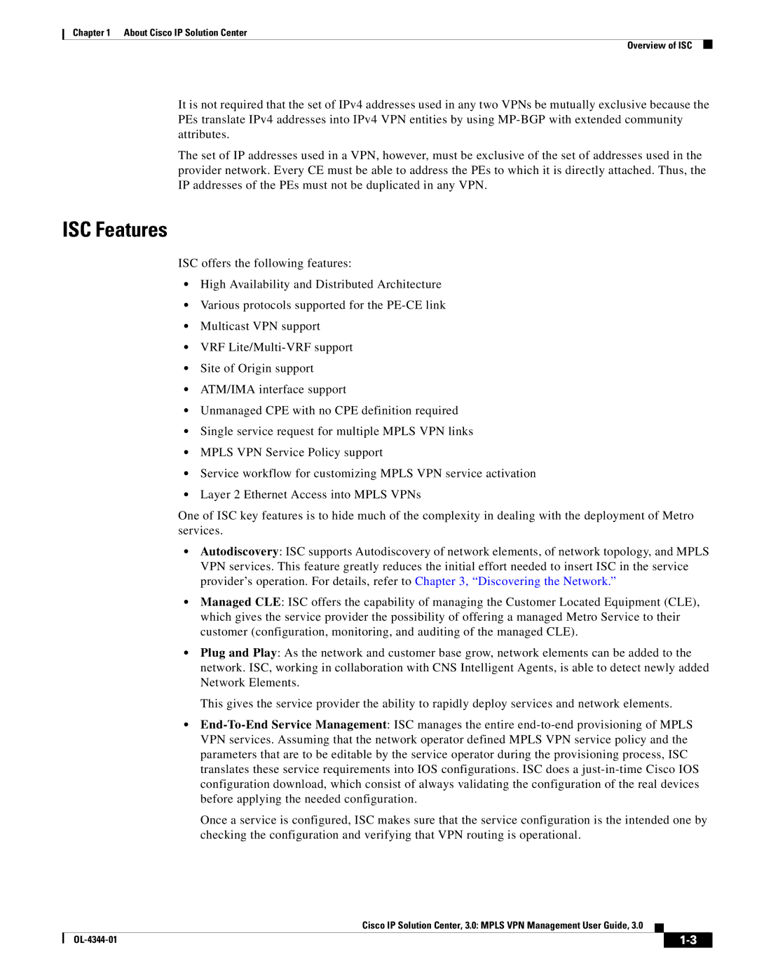 Cisco Systems OL-4344-01 manual ISC Features 