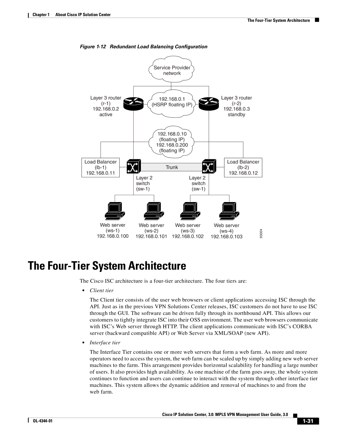 Cisco Systems OL-4344-01 manual Four-Tier System Architecture, Client tier 