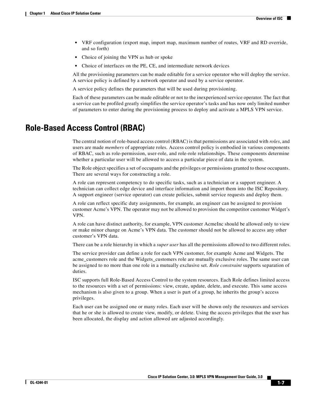 Cisco Systems OL-4344-01 manual Role-Based Access Control Rbac 