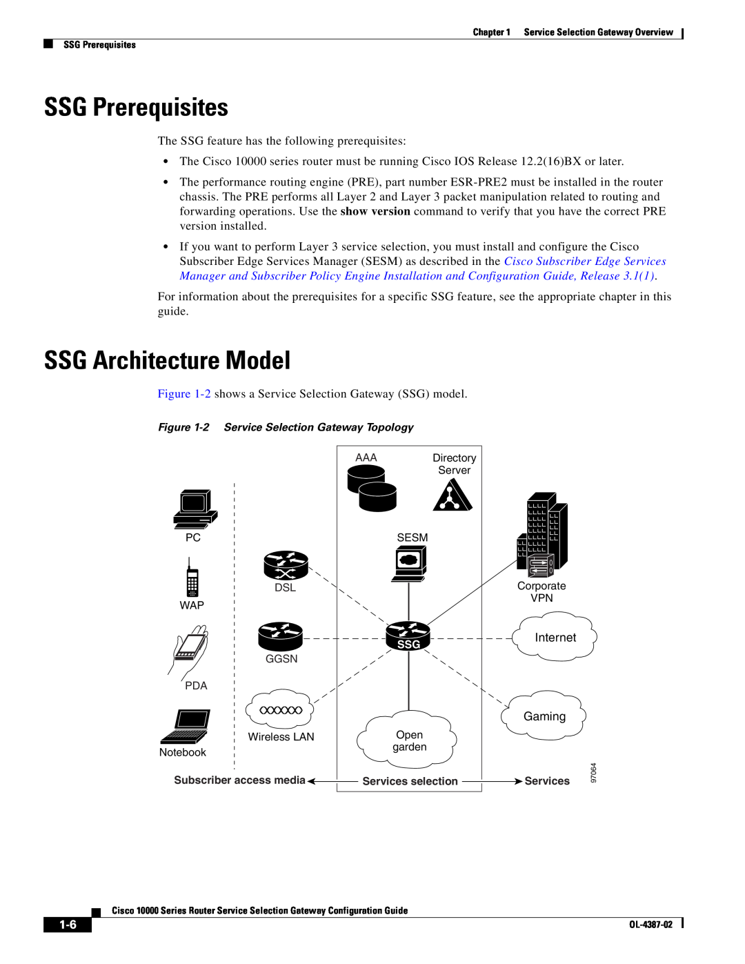 Cisco Systems OL-4387-02 manual SSG Prerequisites, SSG Architecture Model, Internet, Gaming 