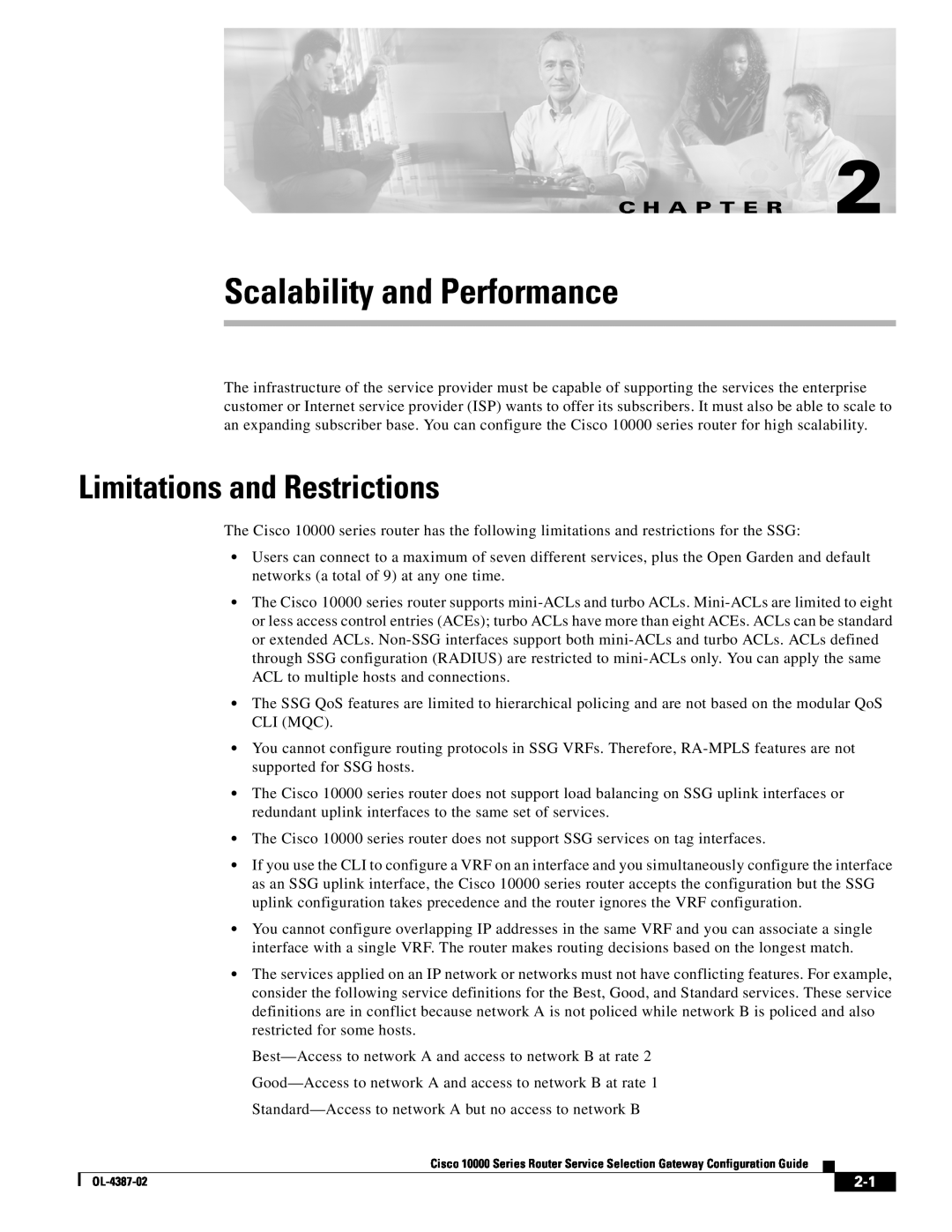 Cisco Systems OL-4387-02 manual Scalability and Performance, Limitations and Restrictions, C H A P T E R 