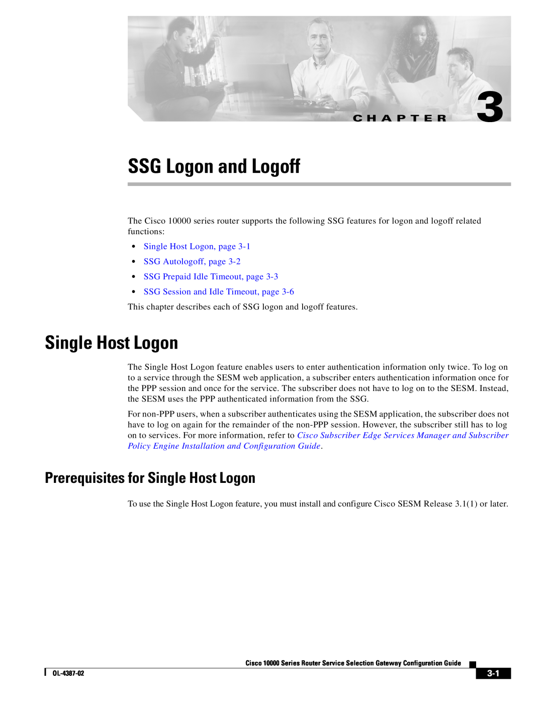 Cisco Systems OL-4387-02 manual SSG Logon and Logoff, Prerequisites for Single Host Logon, C H A P T E R 