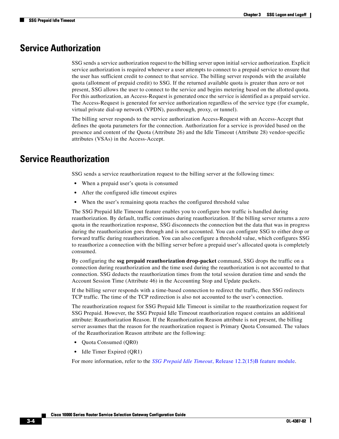 Cisco Systems OL-4387-02 manual Service Authorization, Service Reauthorization 