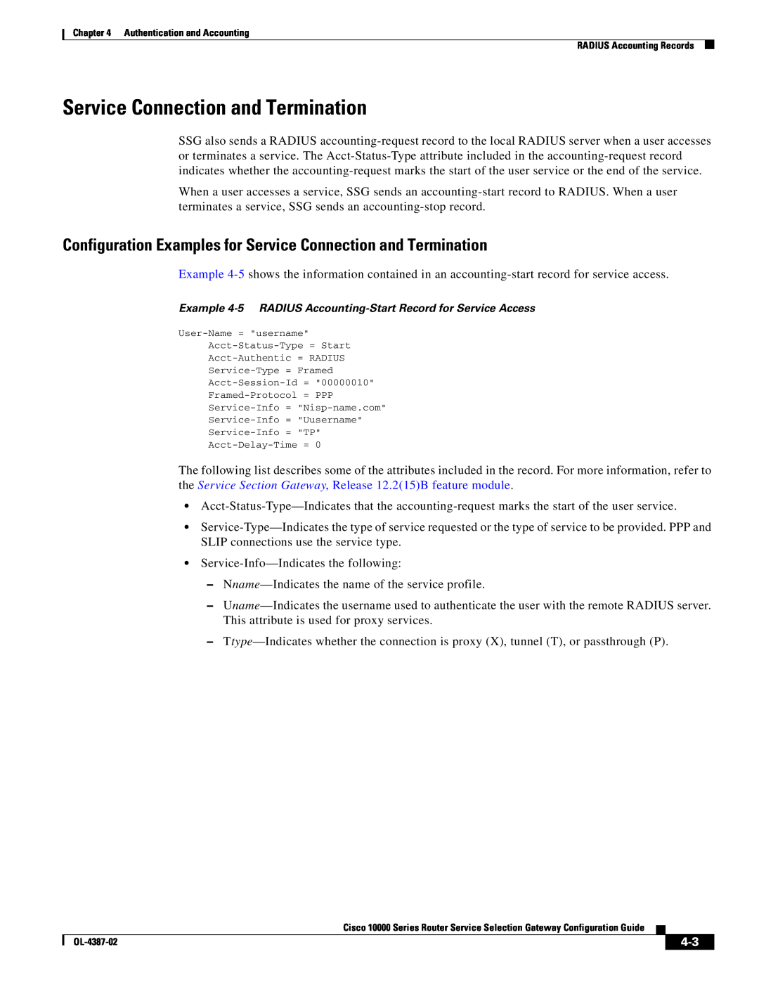 Cisco Systems OL-4387-02 manual Configuration Examples for Service Connection and Termination 
