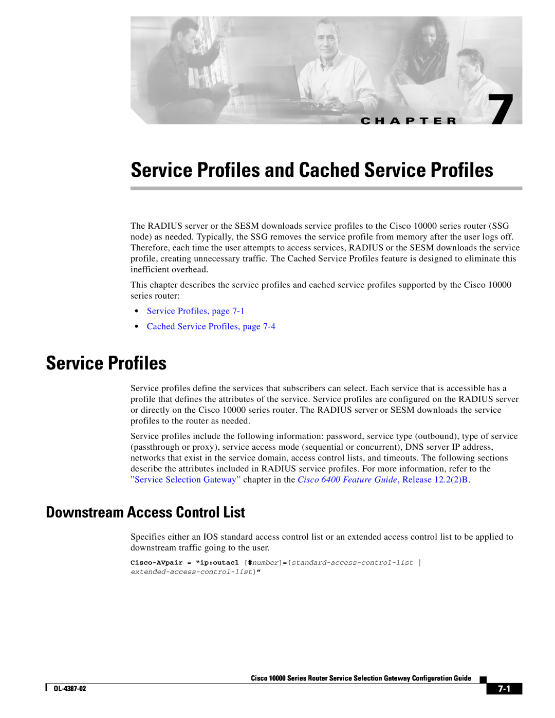 Cisco Systems OL-4387-02 Downstream Access Control List, Service Profiles and Cached Service Profiles, C H A P T E R 