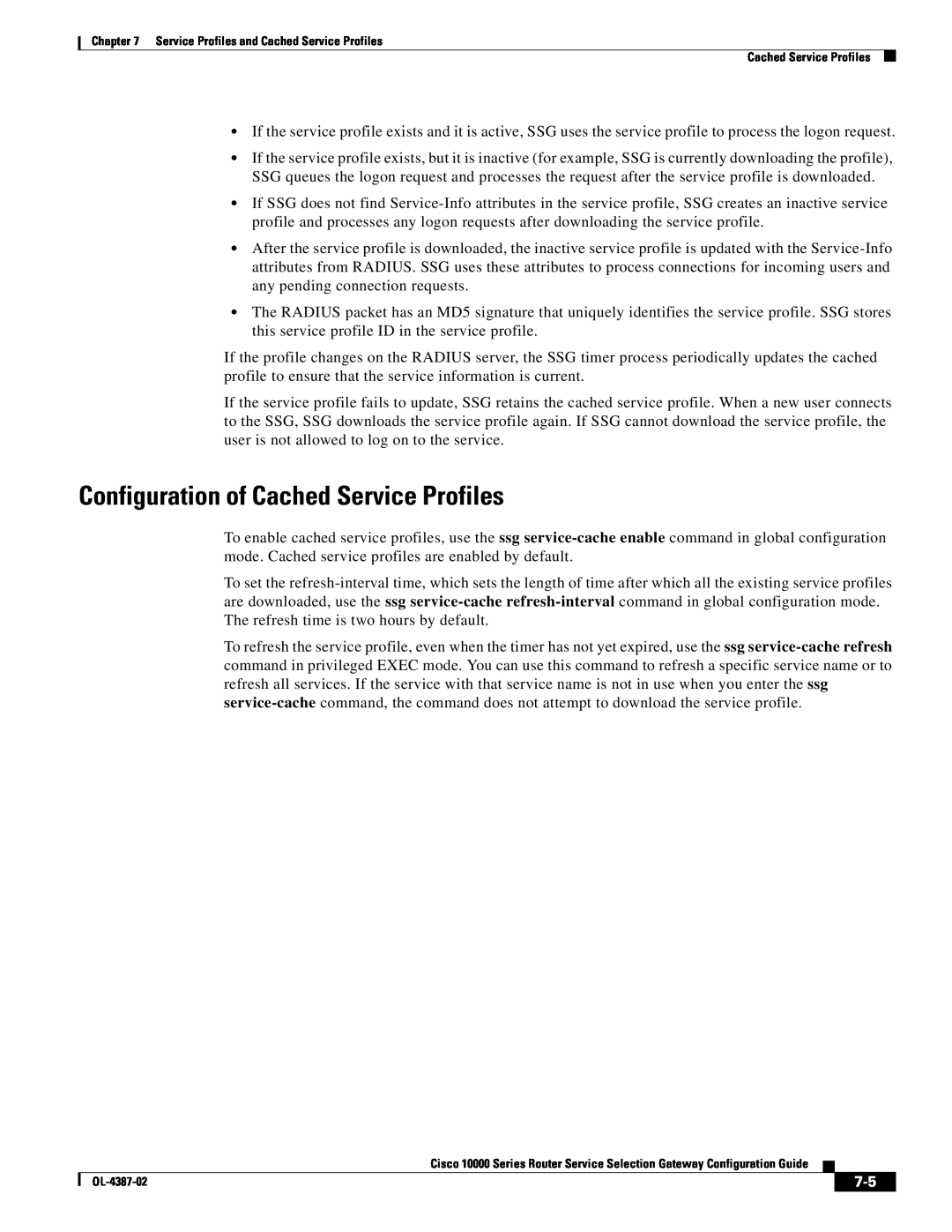 Cisco Systems OL-4387-02 manual Configuration of Cached Service Profiles 