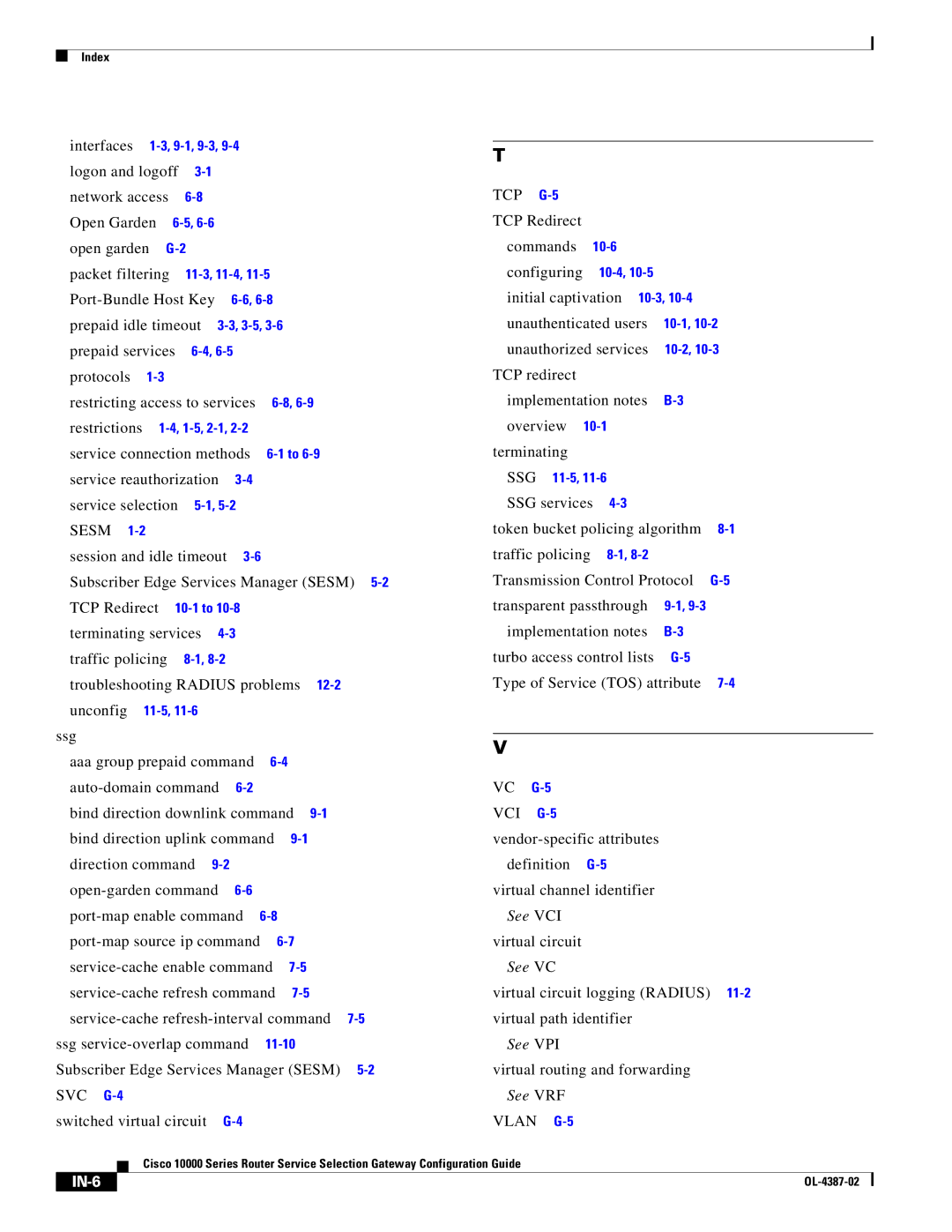 Cisco Systems OL-4387-02 manual Tcp, IN-6 