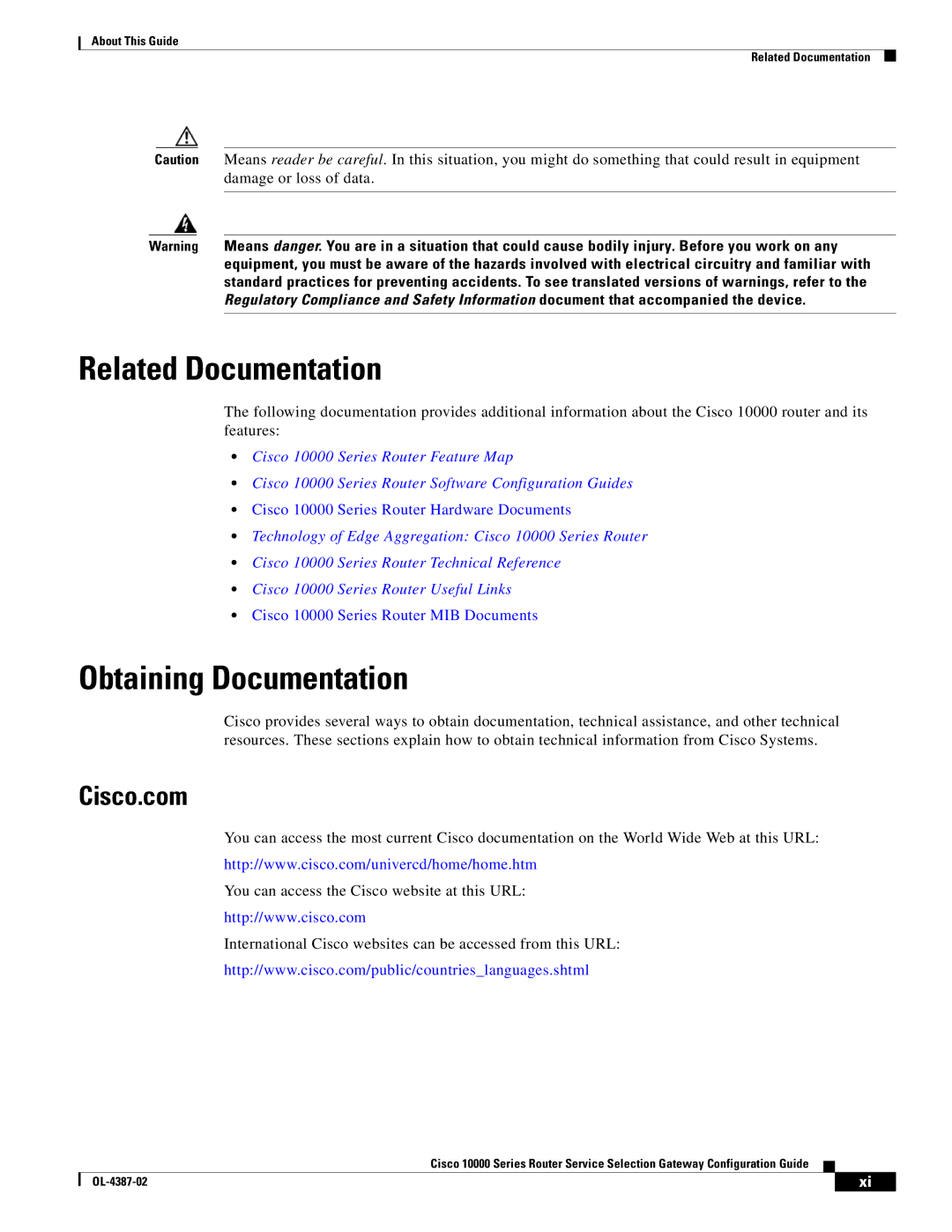 Cisco Systems OL-4387-02 manual Related Documentation, Obtaining Documentation, Cisco.com 