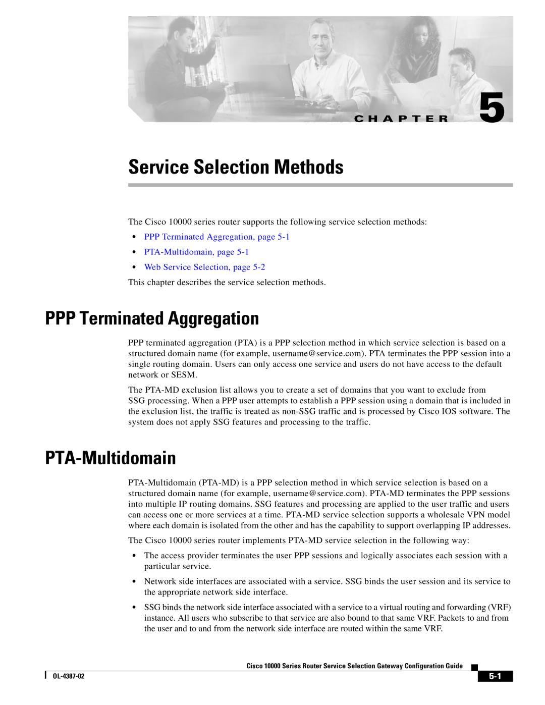 Cisco Systems OL-4387-02 manual Service Selection Methods, PPP Terminated Aggregation, PTA-Multidomain 