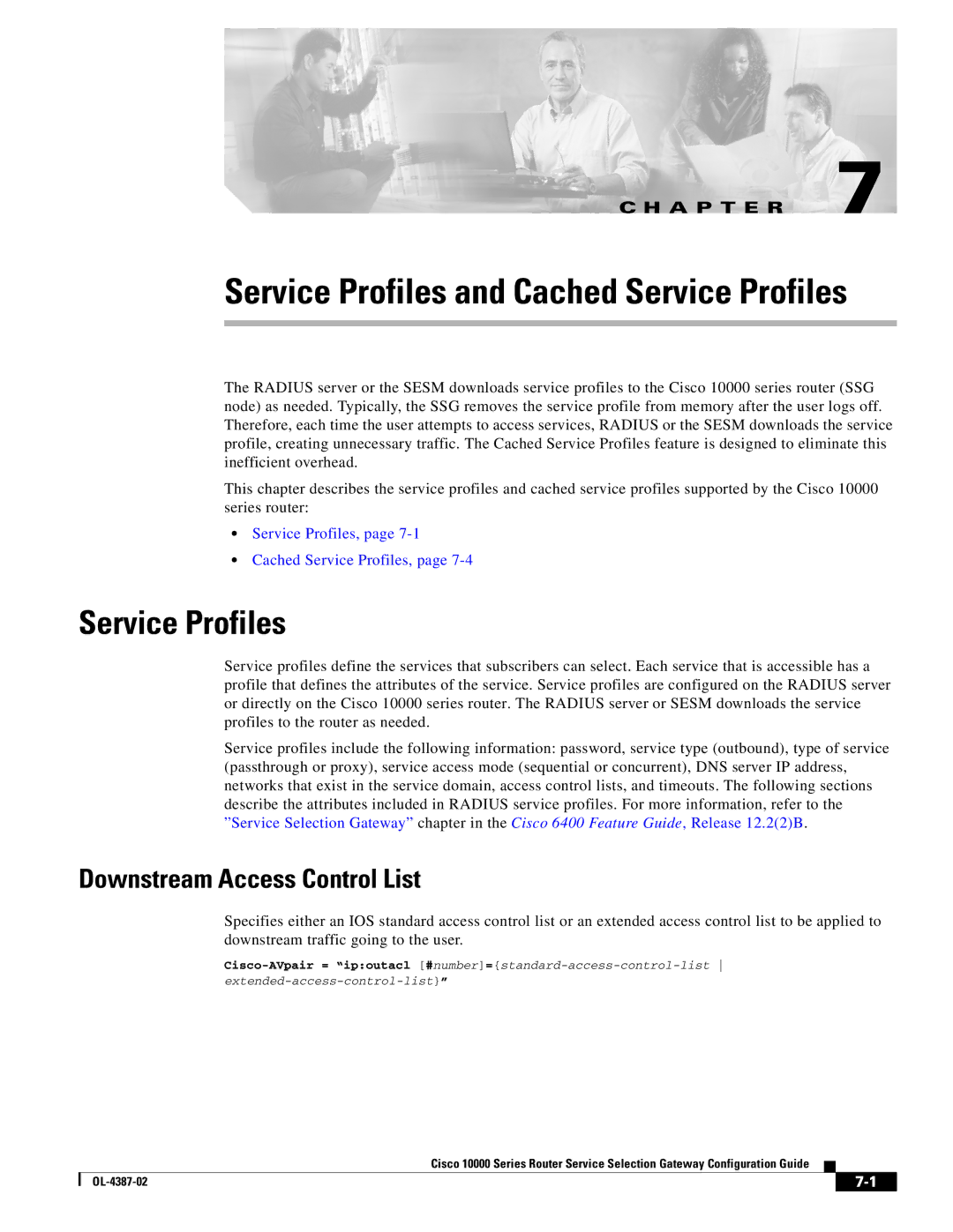 Cisco Systems OL-4387-02 manual Service Profiles, Downstream Access Control List 