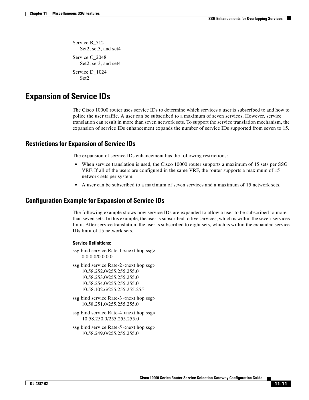 Cisco Systems OL-4387-02 manual Expansion of Service IDs, 11-11 