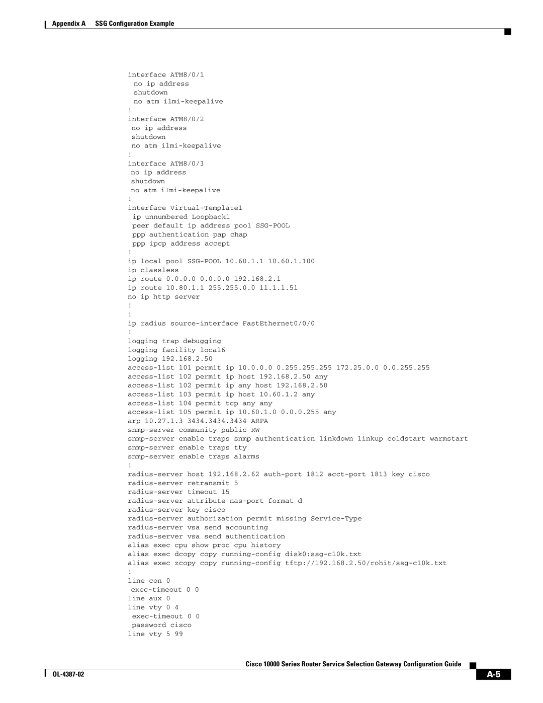 Cisco Systems OL-4387-02 manual Peer default ip address pool SSG-POOL 