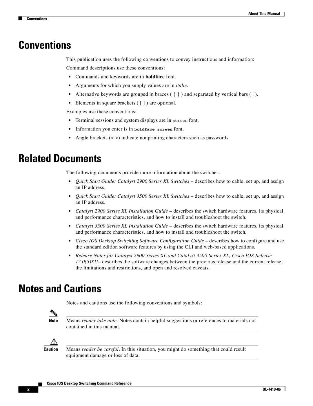 Cisco Systems OL-4419-06 manual Conventions, Related Documents 